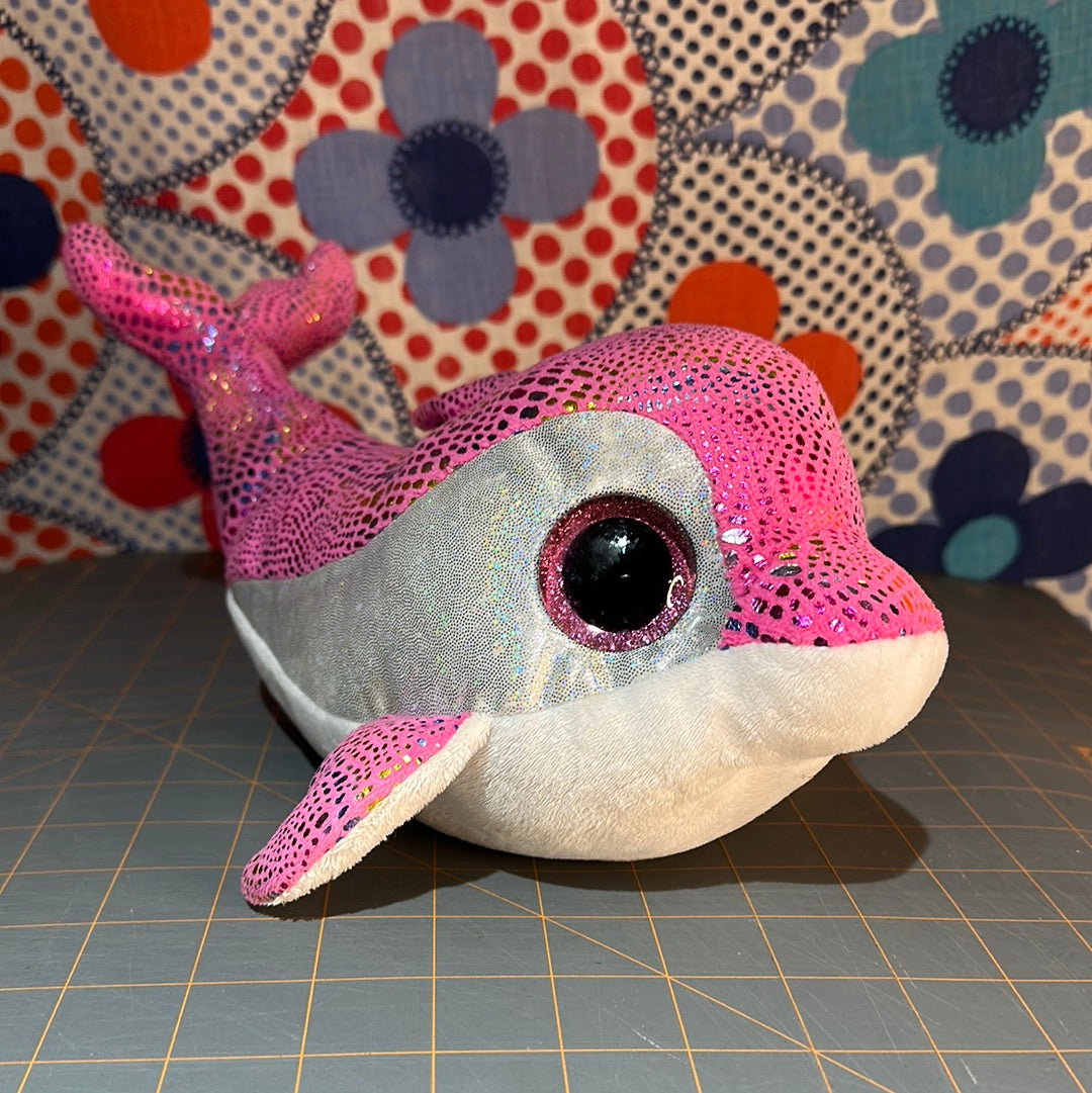 Ty Plush Dolphin, Beanie Boos, Sparkles Pink, 12"