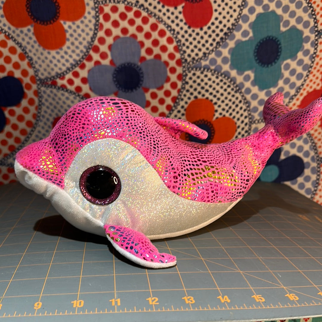 Ty Plush Dolphin, Beanie Boos, Sparkles Pink, 12"