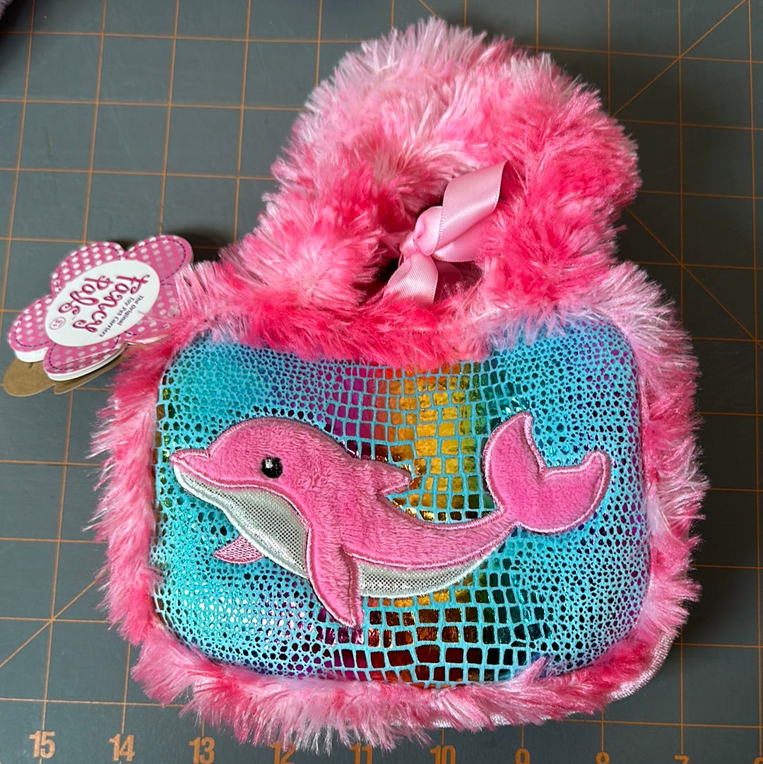 Group of Fluffy Accessories - 2 Purses and 3 Keychains