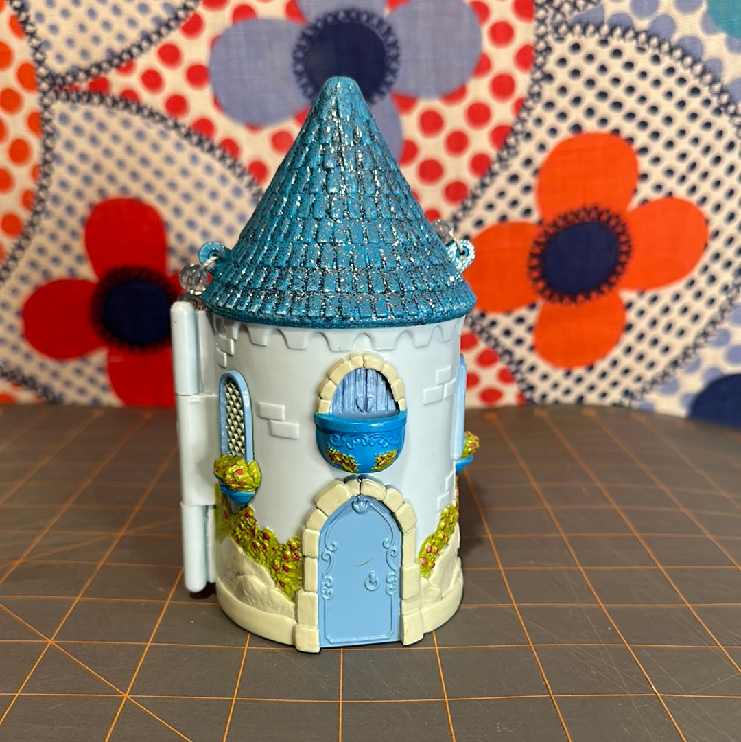 Disney Store London Blue Glitter Castle Purse w/ Bead Handle, 6"