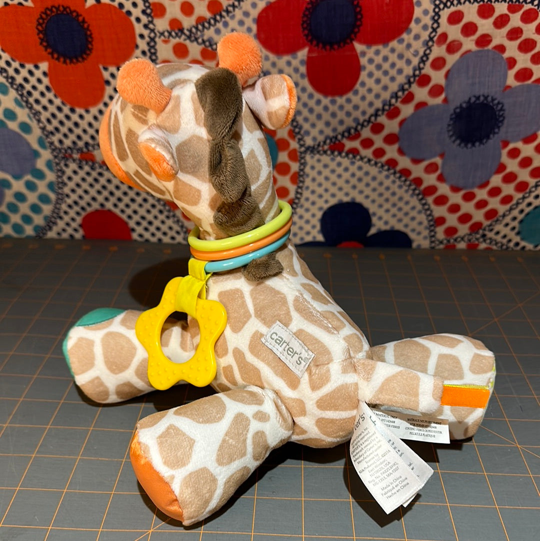 Carters Plush Giraffe Rattle, 10"h