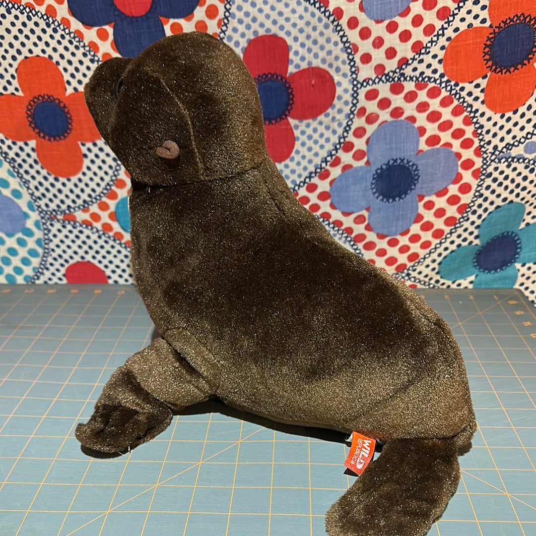 Wild Republic Brown Seal Pup Plush, 12", National Geographic Encounter Tag