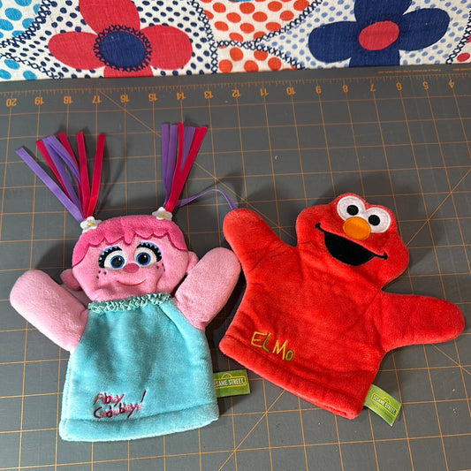 Pair of Sesame Street Hand Puppets - Abby Cadabby and Elmo