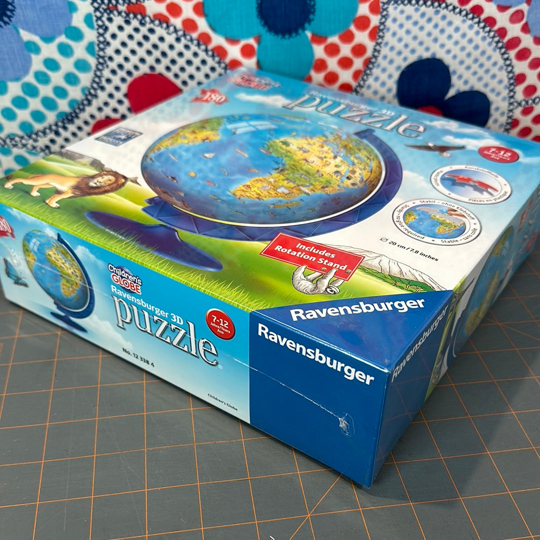 Ravensburger Children's World Globe 180 Pieces 3D Puzzle, Sealed