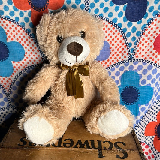 Quaakssi Tan Teddy Bear with Bow, 13"