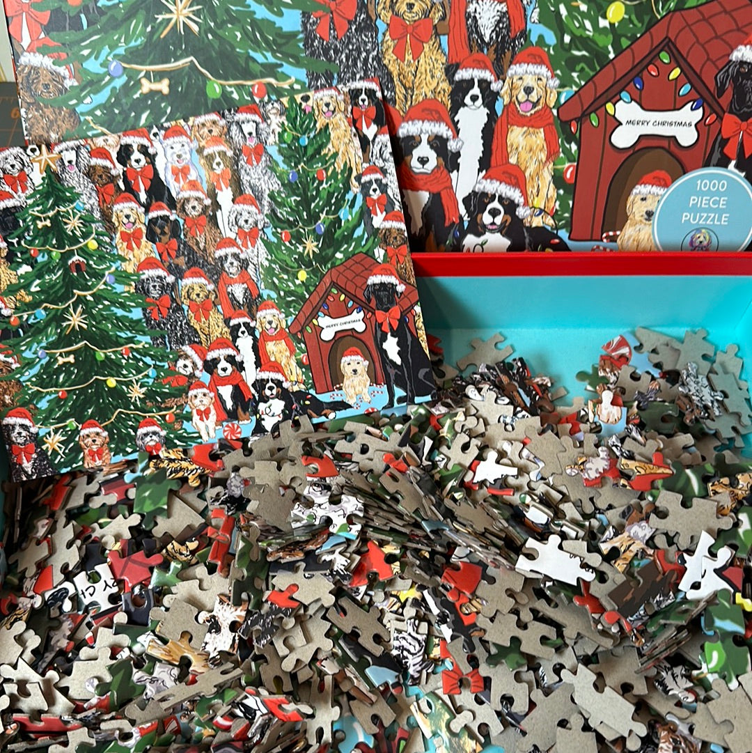 Dogs In Red Hats, 1000 Piece Puzzle, Opened