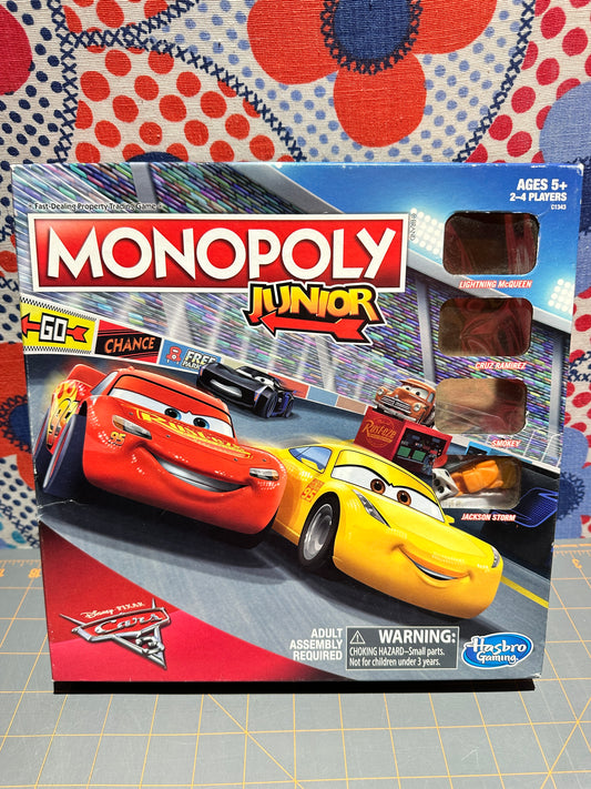 Monopoly Junior, CARS, 2015 Hasbro Parker Brothers Board Game, Complete