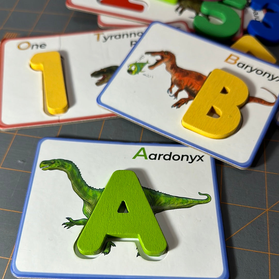Dinosaur Alphabet Cards and Wooden Letters