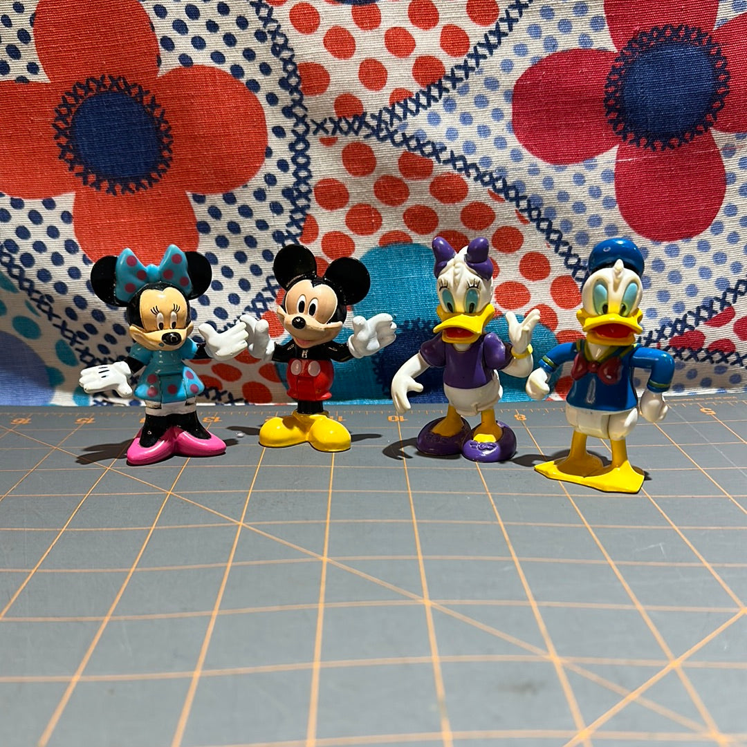 (4) Disney Figures, 3" Minnie, Mickey, Daisy, Donald