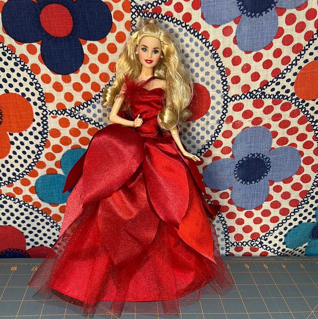 Holiday Barbie, Blond in Red Petal Gown, 2022