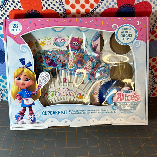 Disney Junior Alice's Wonderland Bakery 28 Piece Cupcake Kit, New