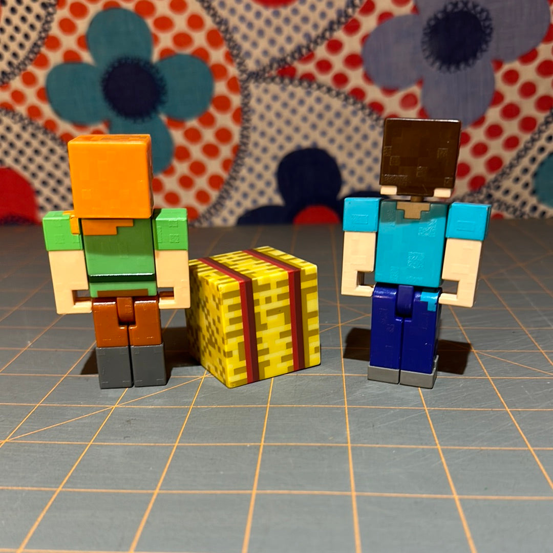 (3) Minecraft Action Figures and Toys