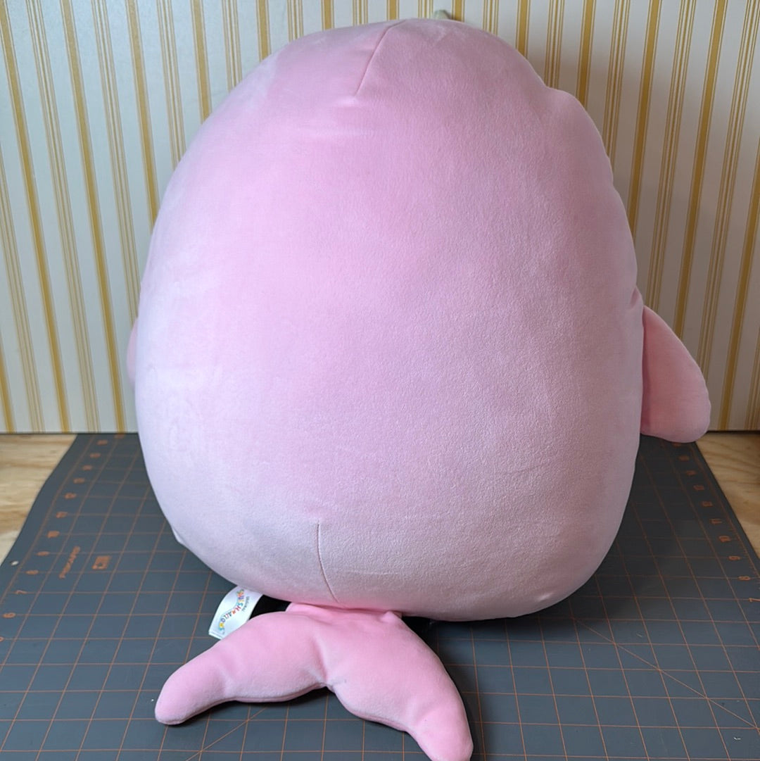 Squishmallows Esme Pink Narwhal, Large 18", Partial tag