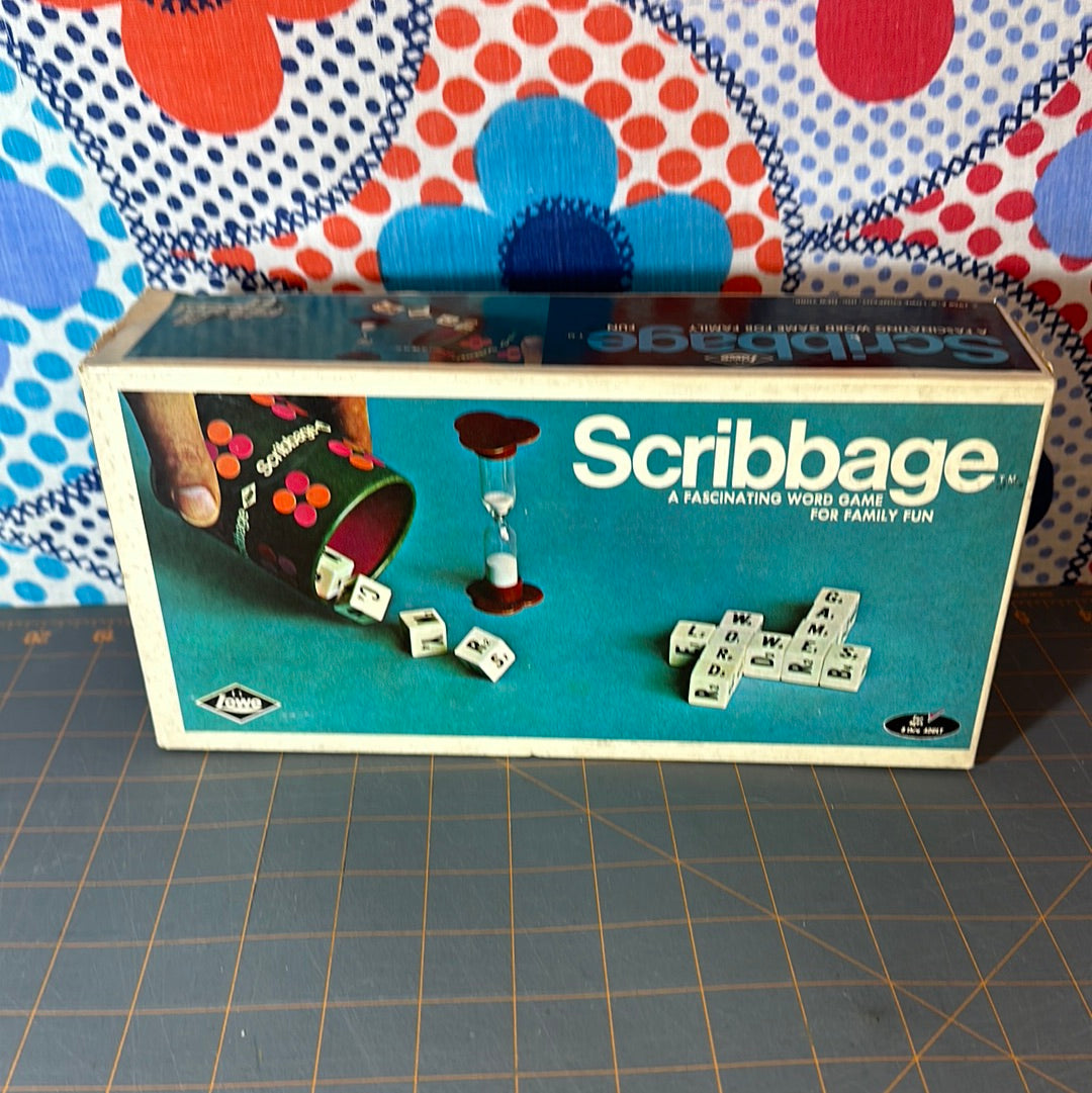 Vintage 1968 E.S. Lowe Scribbage Word Building Game Complete w/ Original Box