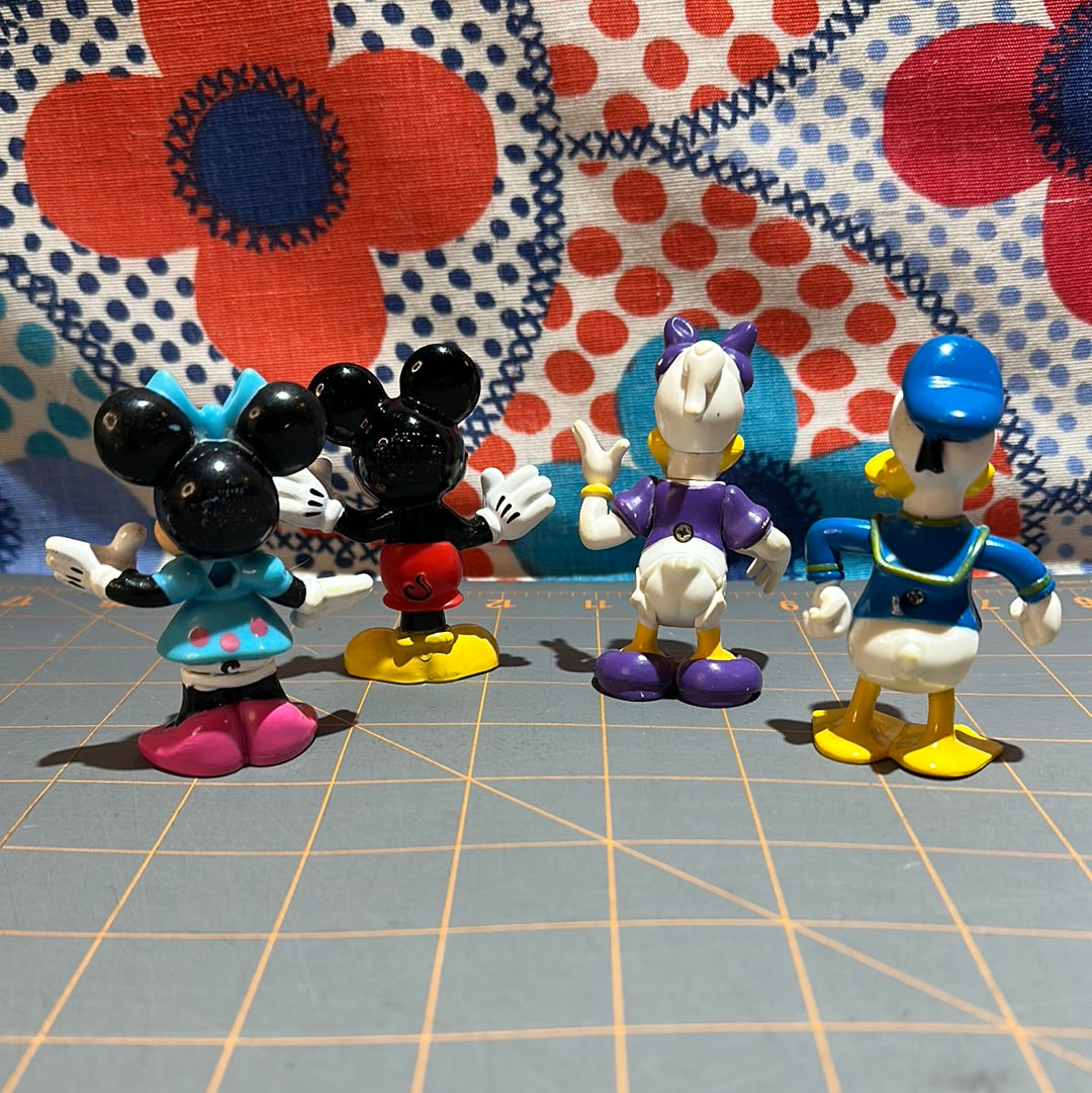 (4) Disney Figures, 3" Minnie, Mickey, Daisy, Donald