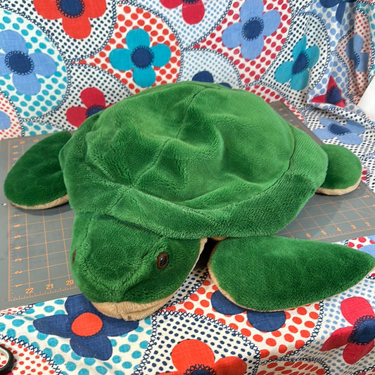 Pier 1 Large Green and Tan Seat Turtle Plush