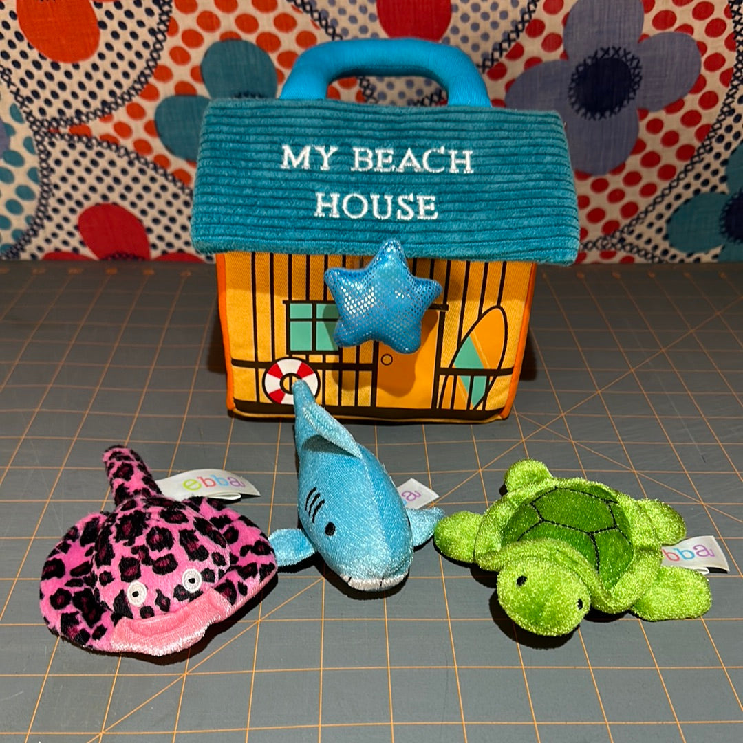 My First Beach House Plush Case with 3 Friends, 6"h