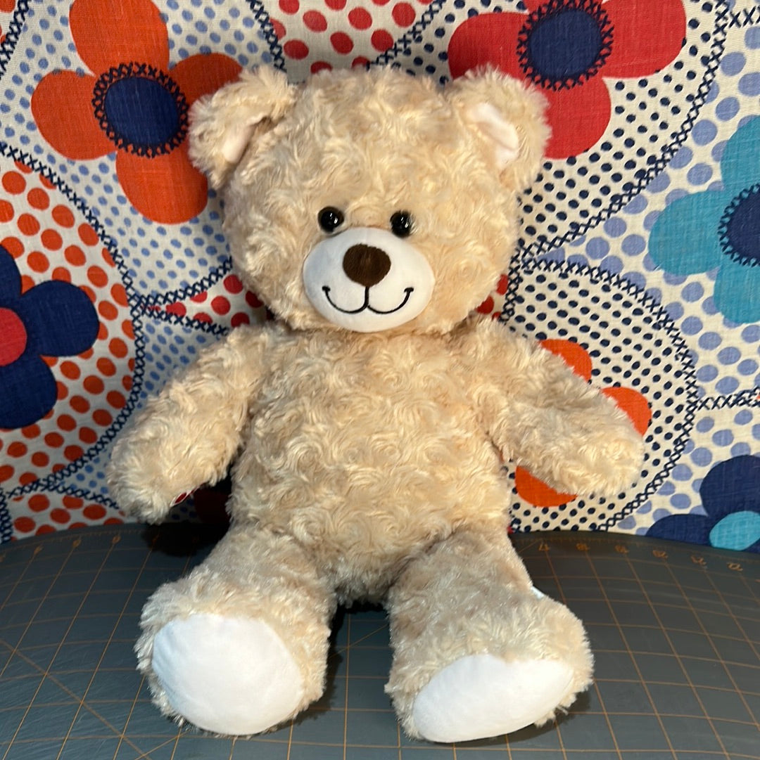 Build A Bear, Tan Brown Curly Fur, Plush Teddy Bear, 15"