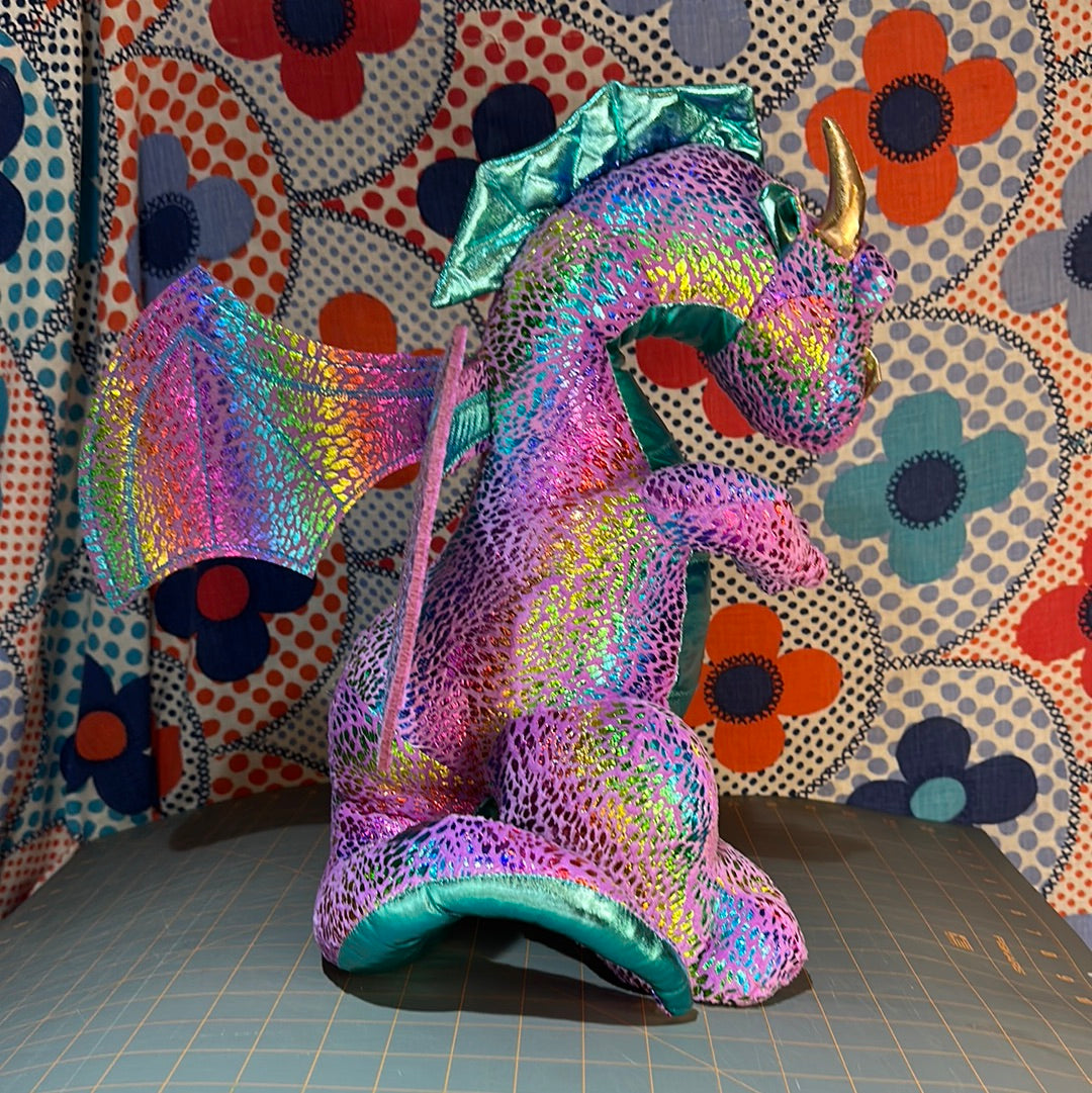 Dan Dee Plush Dragon, Shimmery Rainbow, 15"h