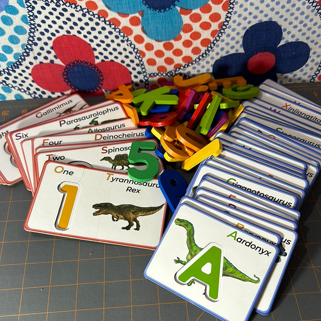 Dinosaur Alphabet Cards and Wooden Letters