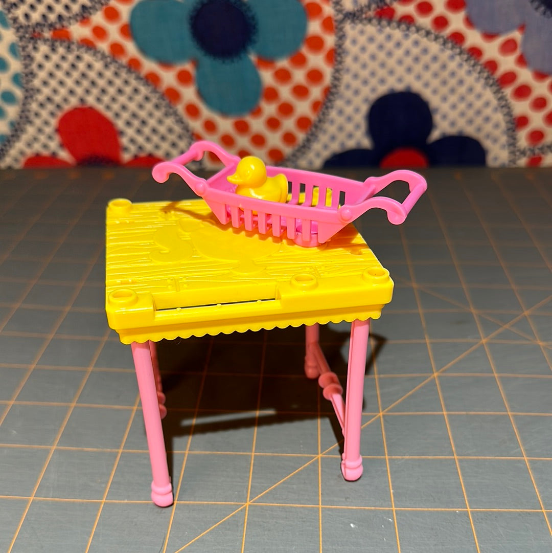 2013 Mattel Barbie Yellow Table Desk, Tray and Duck Dream House Replacement Parts