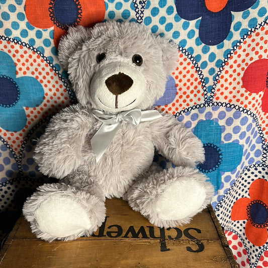 Quaakssi Grey Teddy Bear with Bow, 13"