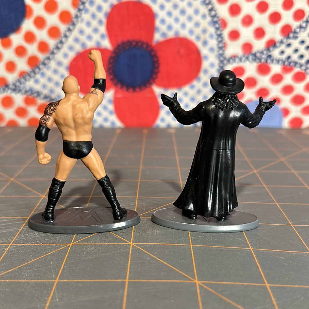 (2) 2019 Mattel Micro WWE The Undertaker and The Rock, 3" Figures