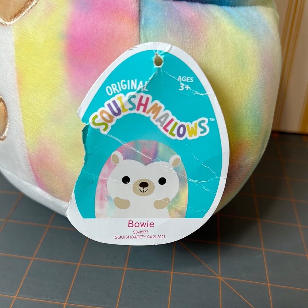 Squishmallow Bowie the Rainbow Hedgehog, 8", Partial Tag