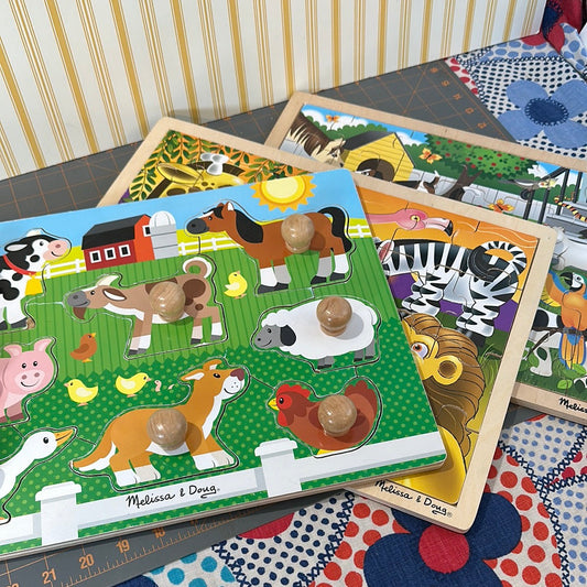 (3) Melissa & Doug Wooden Tray Puzzles, 12" x 16", Complete